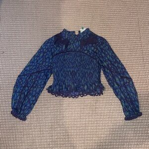 Free People medium patterned green and blue blouse